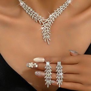 Formal Bridal Necklace and Earring Set